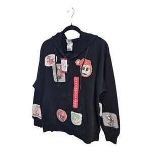 Black Graphic Zip-Up Hoodie